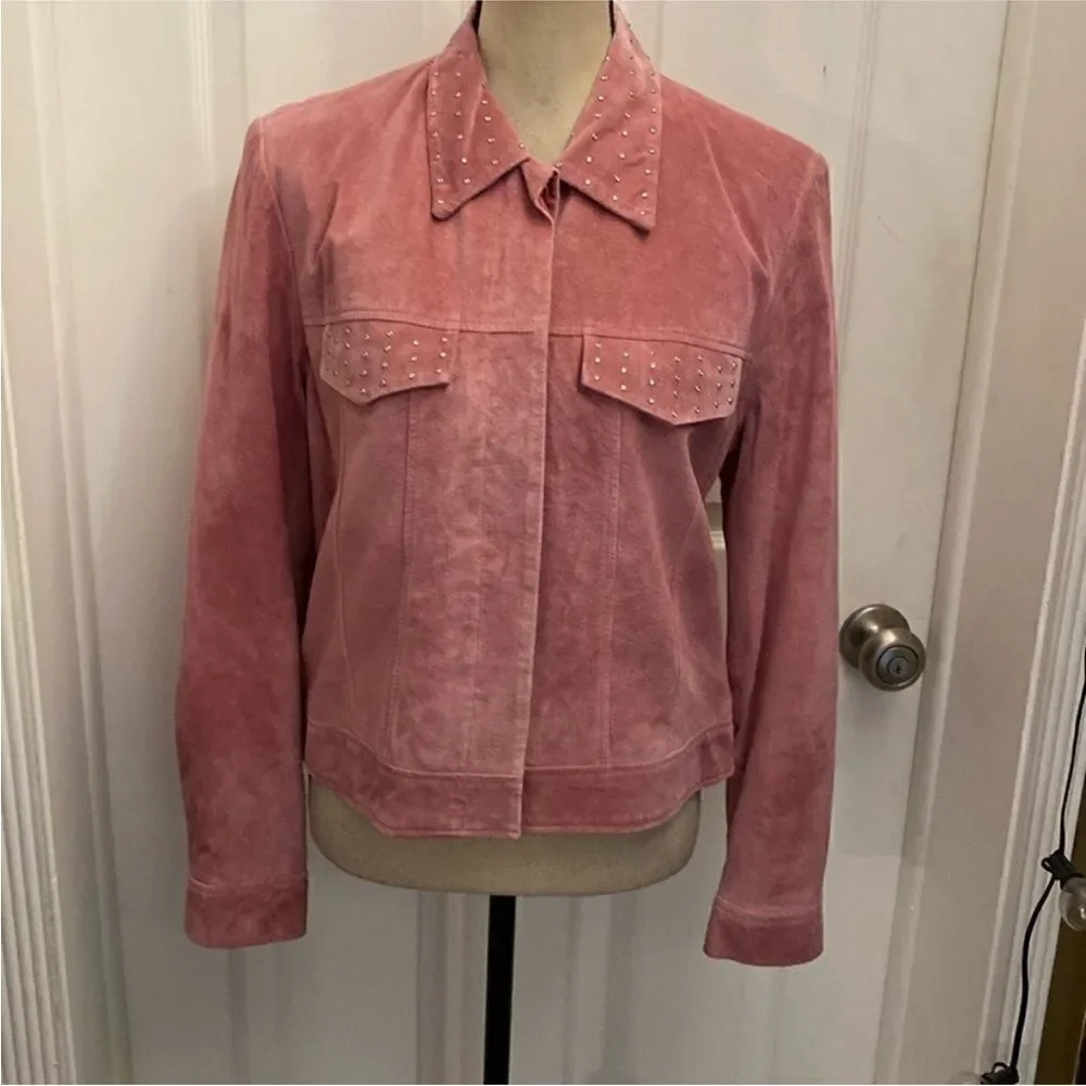 Revue Pink Suede Women's crystal embellished Jacket, US10